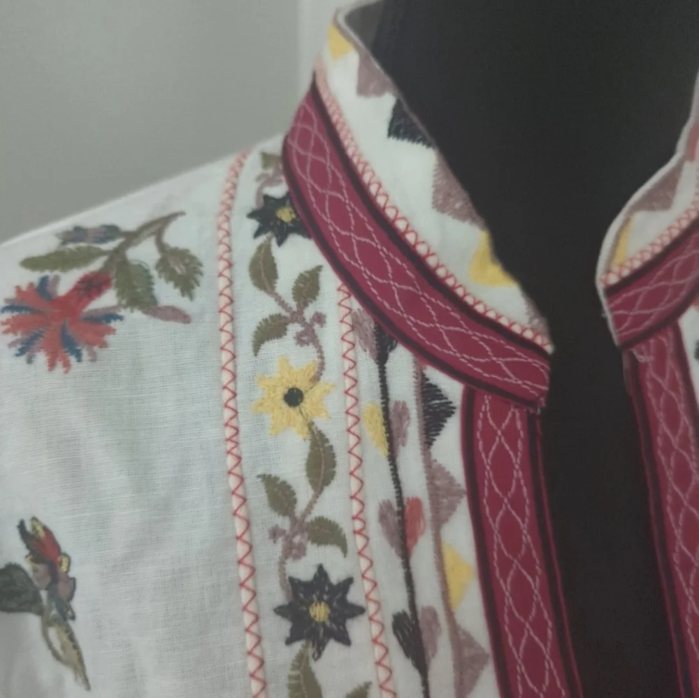 ZARA White Embroidered Linen Blend Jacket NWT - Picture 2 of 7